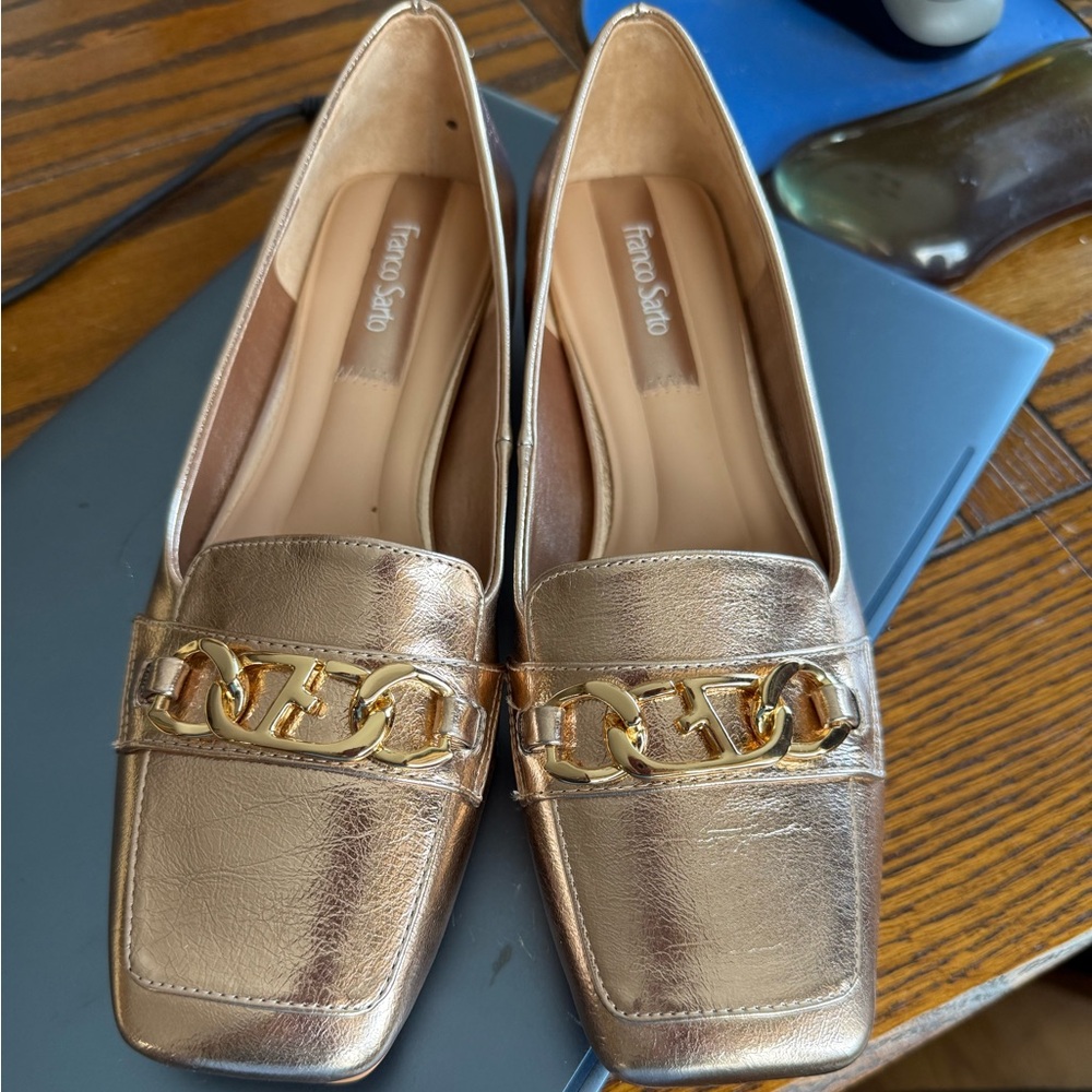 Franco Sarto Gold Loafers